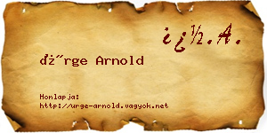 Ürge Arnold névjegykártya